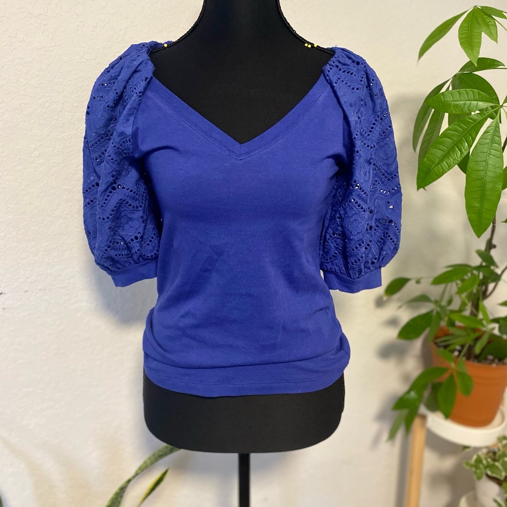Feminine Cottagecore NWT Vibrant Blue Top XS, going out blouse - Picture 2 of 4